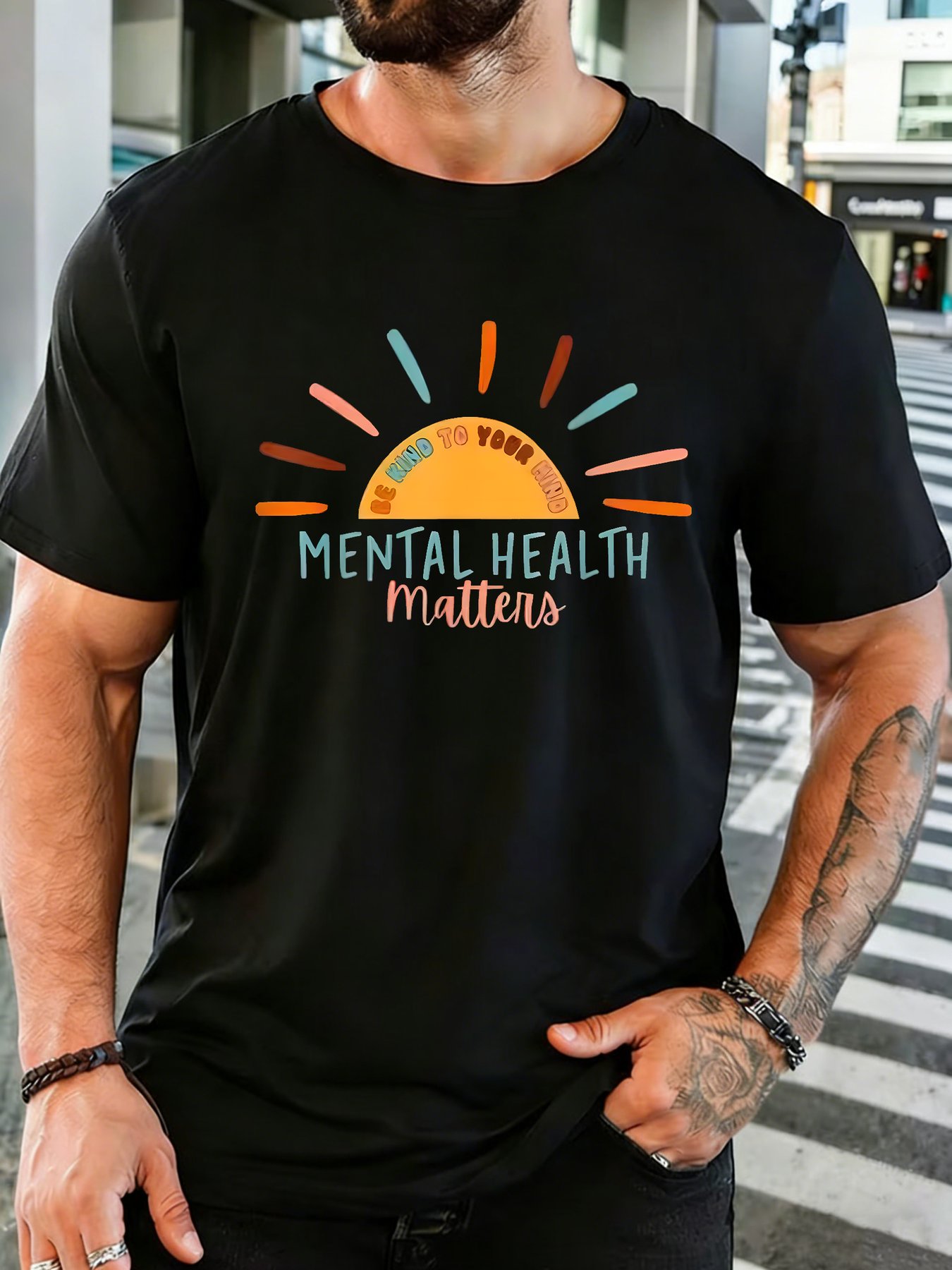 Trend Health And Wellness - Мужская хлопковая футболка с круглым вырезом